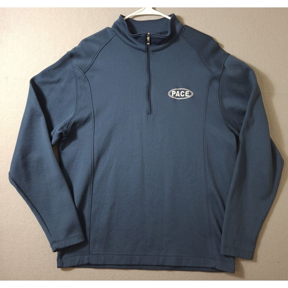 Nike Golf Cover Up Jacket Dri-Fit Mens L Blue Long Sleeve 1/4 Zip Sweater